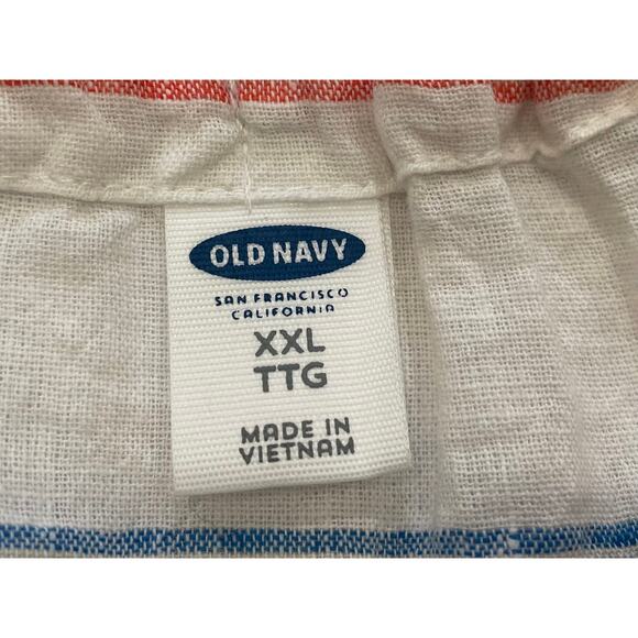 Old Navy Linen/Cotton Blend Sleeveless Tie Front Tank Top, Red Blue Stripe XXL - Picture 5 of 10